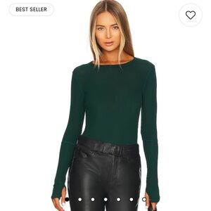 Forest green ribbed jersey long sleeve from revolve